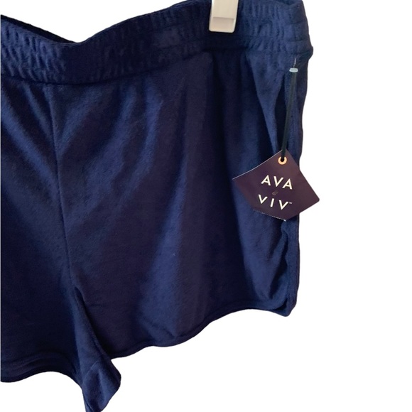 Ava & Viv Terry Cloth Shorts Women’s 2X Navy Blue w/ Pockets - Picture 5 of 10